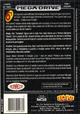 Menacer 6-Game Cartridge (USA, Europe) box cover back